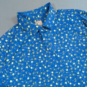 Callaway Polo Shirt Mens Large Blue Margarita Lemon Print Opti-Dri Golf Stretch